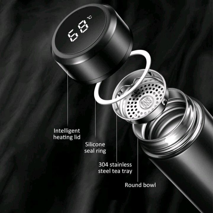 Stainless Steel Temperature Water Bottle Thermos, Double Wall Vacuum Intelligent Cup with LCD Smart Display (500 ML)