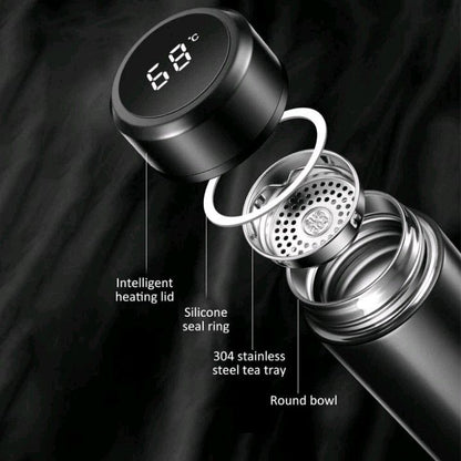 Stainless Steel Temperature Water Bottle Thermos, Double Wall Vacuum Intelligent Cup with LCD Smart Display (500 ML)